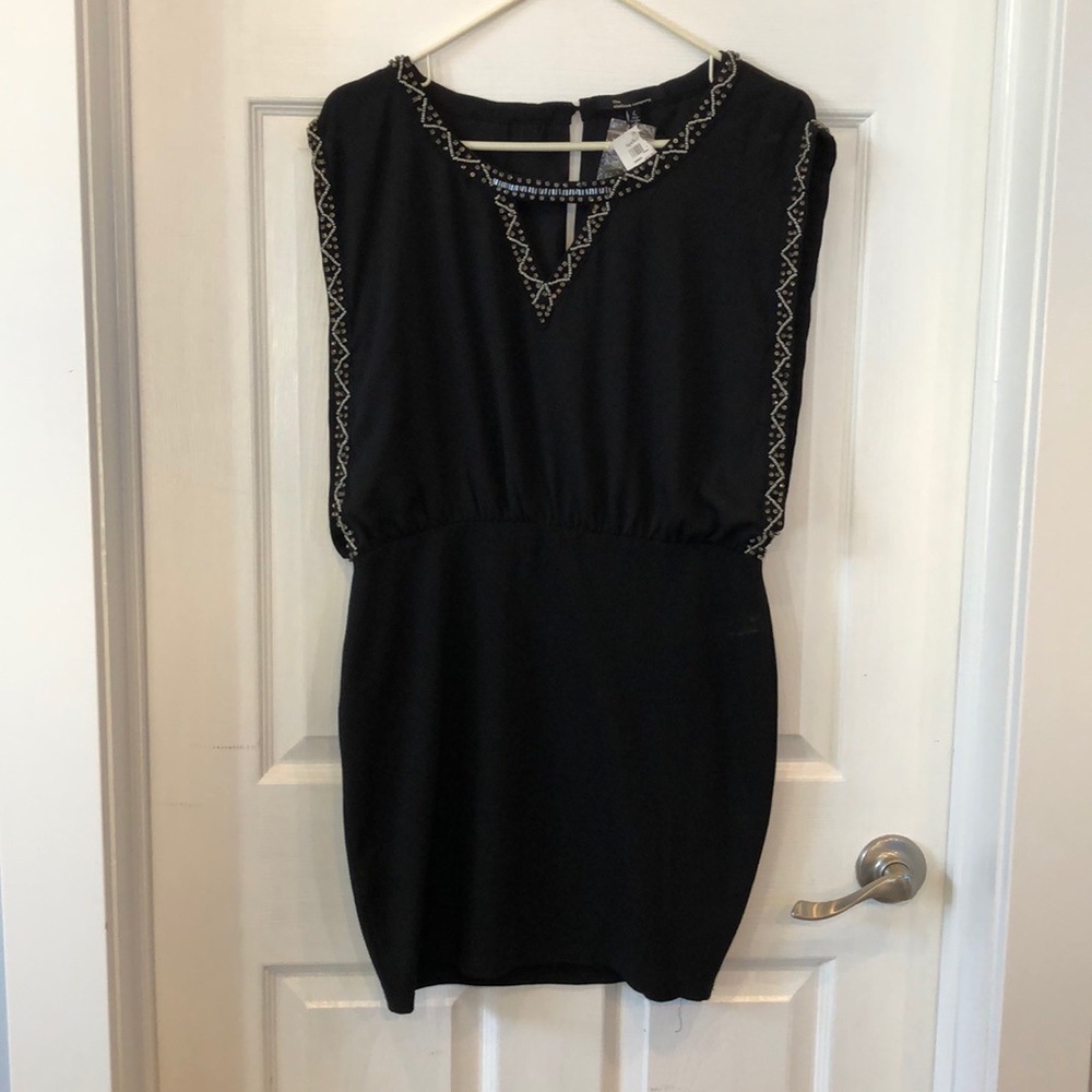 Adorable Blouson Black dress with beaded detail
